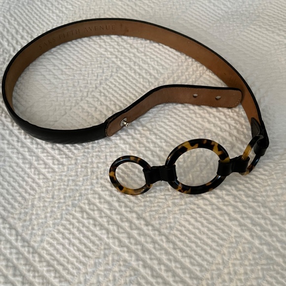 Saks black leather belt main image 4